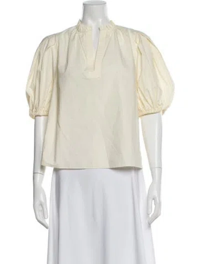 Pre-owned Ulla Johnson V-neck Short Sleeve Blouse In Neutral