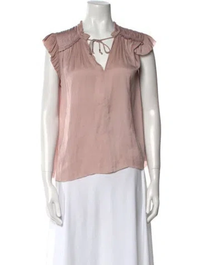 Pre-owned Ulla Johnson V-neck Short Sleeve Blouse In Neutral