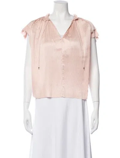 Pre-owned Ulla Johnson V-neck Short Sleeve Blouse In Neutral
