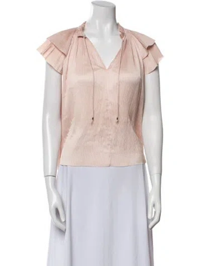 Pre-owned Ulla Johnson V-neck Short Sleeve Blouse In Neutral