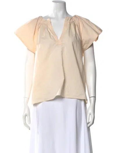 Pre-owned Ulla Johnson V-neck Short Sleeve Blouse In Neutral