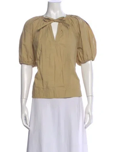 Pre-owned Ulla Johnson V-neck Short Sleeve Blouse In Neutral