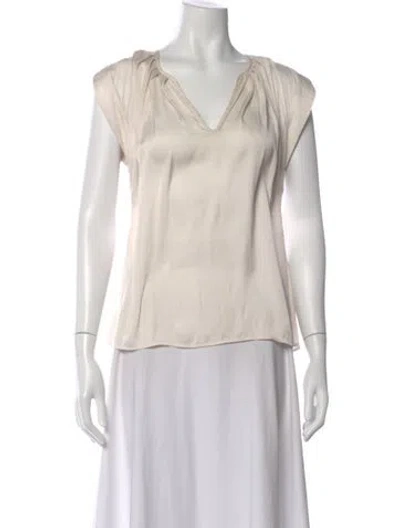Pre-owned Ulla Johnson V-neck Short Sleeve Blouse In Neutral