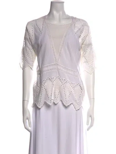 Pre-owned Ulla Johnson V-neck Short Sleeve Blouse In Neutral