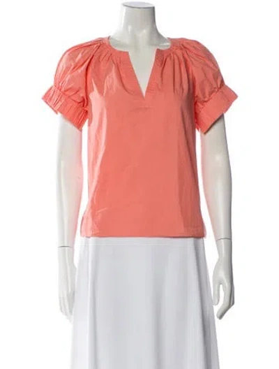 Pre-owned Ulla Johnson V-neck Short Sleeve Blouse In Orange