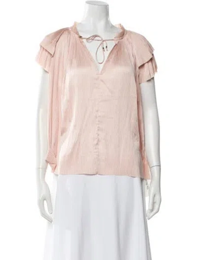 Pre-owned Ulla Johnson V-neck Short Sleeve Blouse In Pink