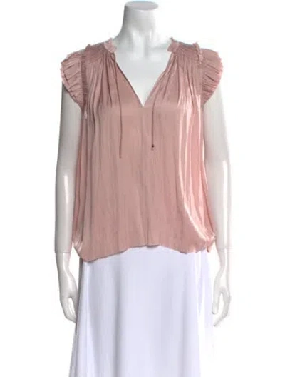 Pre-owned Ulla Johnson V-neck Short Sleeve Blouse In Pink
