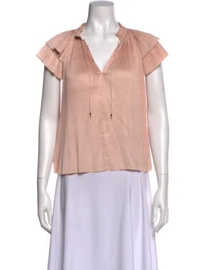 Pre-owned Ulla Johnson V-neck Short Sleeve Blouse In Pink
