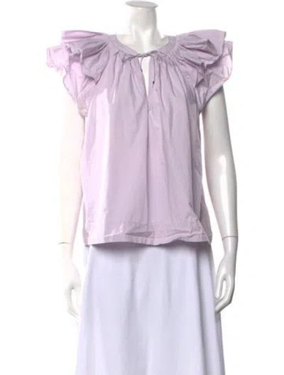 Pre-owned Ulla Johnson V-neck Short Sleeve Blouse In Pink