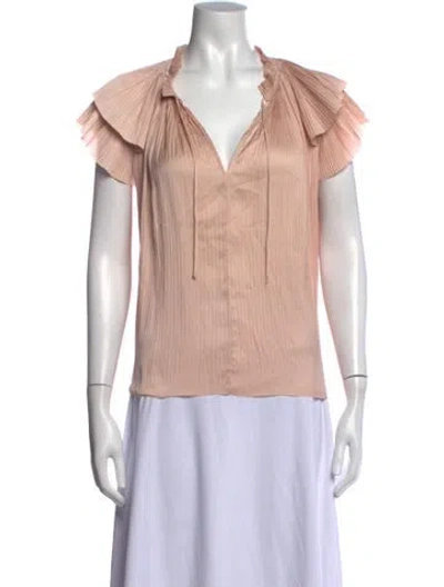 Pre-owned Ulla Johnson V-neck Short Sleeve Blouse In Pink