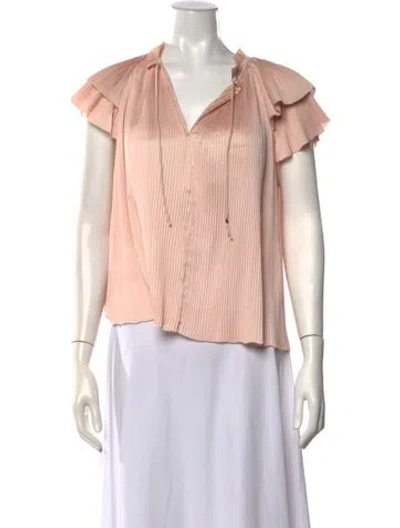 Pre-owned Ulla Johnson V-neck Short Sleeve Blouse In Pink