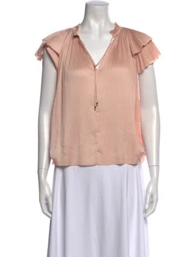 Pre-owned Ulla Johnson V-neck Short Sleeve Blouse In Pink