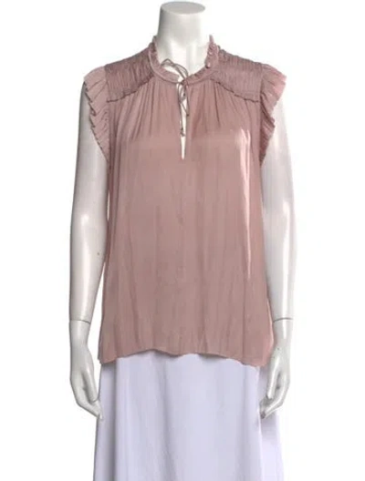 Pre-owned Ulla Johnson V-neck Short Sleeve Blouse In Purple