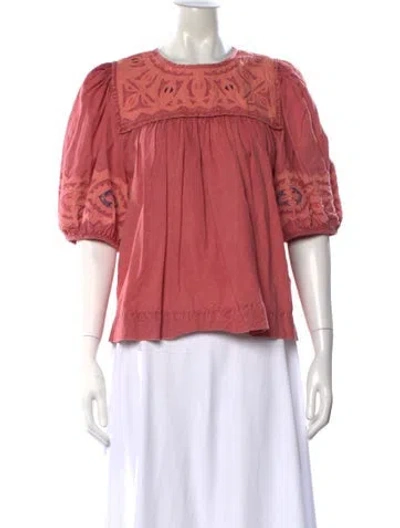 Pre-owned Ulla Johnson V-neck Short Sleeve Blouse In Purple