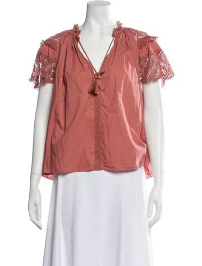 Pre-owned Ulla Johnson V-neck Short Sleeve Blouse In White