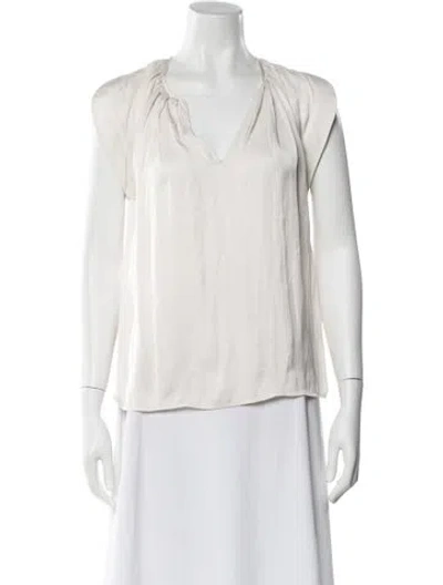 Pre-owned Ulla Johnson V-neck Short Sleeve Blouse In White