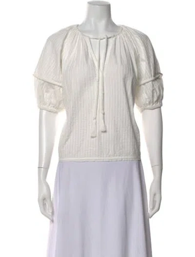 Pre-owned Ulla Johnson V-neck Short Sleeve Blouse In White