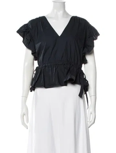 Pre-owned Ulla Johnson V-neck Short Sleeve Blouse In White