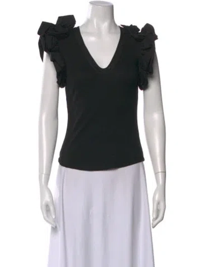 Pre-owned Ulla Johnson V-neck Short Sleeve Top In Black