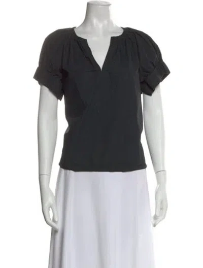 Pre-owned Ulla Johnson V-neck Short Sleeve Top In Black