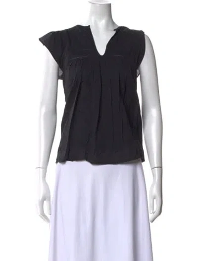Pre-owned Ulla Johnson V-neck Short Sleeve Top In Black