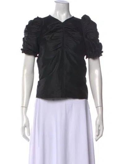 Pre-owned Ulla Johnson V-neck Short Sleeve Top In Black
