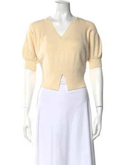 Pre-owned Ulla Johnson V-neck Short Sleeve Top In Neutral
