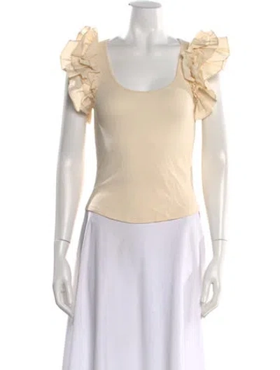 Pre-owned Ulla Johnson V-neck Short Sleeve Top In Neutral