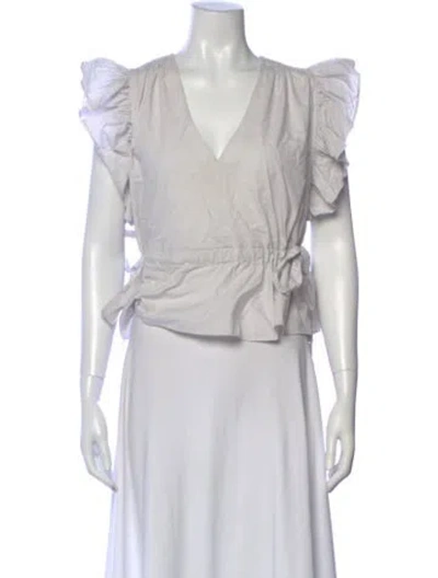 Pre-owned Ulla Johnson V-neck Short Sleeve Top In White