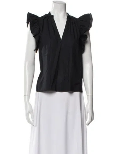 Pre-owned Ulla Johnson V-neck Sleeveless Blouse In Black