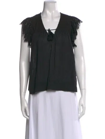 Pre-owned Ulla Johnson V-neck Sleeveless Blouse In Black