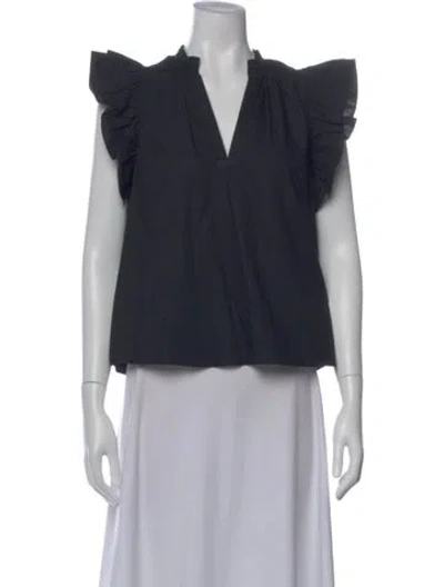 Pre-owned Ulla Johnson V-neck Sleeveless Blouse In Black