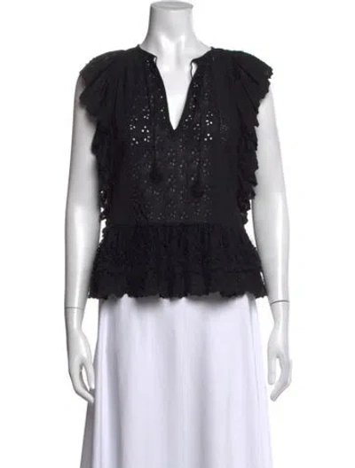 Pre-owned Ulla Johnson V-neck Sleeveless Blouse In Black