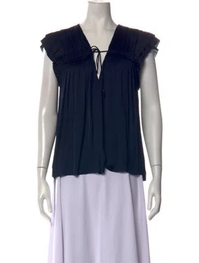Pre-owned Ulla Johnson V-neck Sleeveless Blouse In Blue