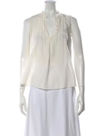 Pre-owned Ulla Johnson V-neck Sleeveless Blouse In Neutral
