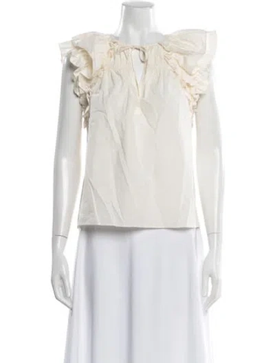 Pre-owned Ulla Johnson V-neck Sleeveless Blouse In Neutral