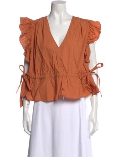 Pre-owned Ulla Johnson V-neck Sleeveless Blouse In Orange