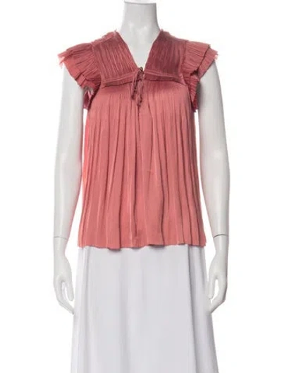 Pre-owned Ulla Johnson V-neck Sleeveless Blouse In Orange