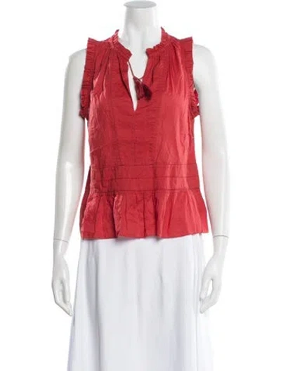 Pre-owned Ulla Johnson V-neck Sleeveless Blouse In Red