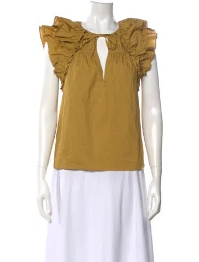 Pre-owned Ulla Johnson V-neck Sleeveless Blouse W/ Tags In Yellow