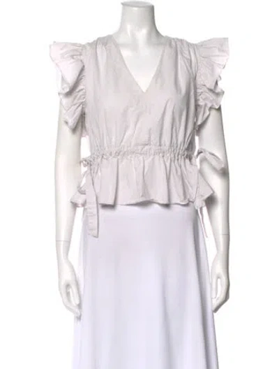 Pre-owned Ulla Johnson V-neck Sleeveless Blouse In White