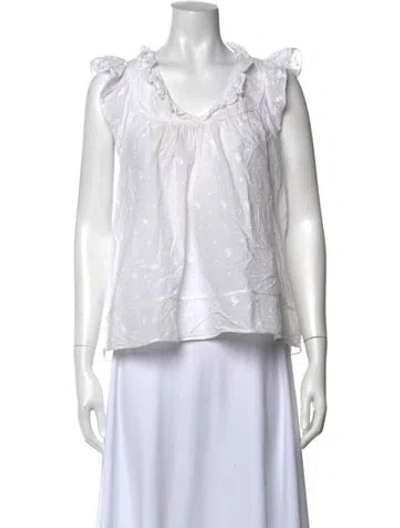 Pre-owned Ulla Johnson V-neck Sleeveless Blouse In White