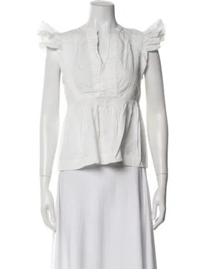 Pre-owned Ulla Johnson V-neck Sleeveless Blouse In White