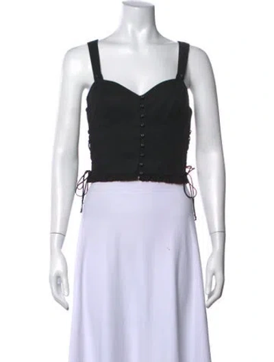 Pre-owned Ulla Johnson V-neck Sleeveless Crop Top In Black