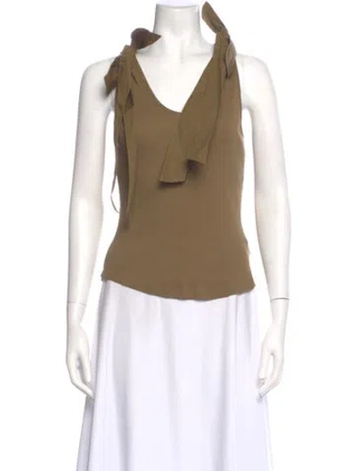Pre-owned Ulla Johnson V-neck Sleeveless Top In Green