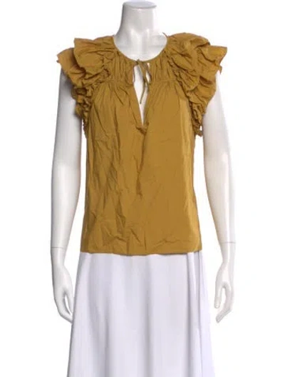 Pre-owned Ulla Johnson V-neck Sleeveless Top In Yellow