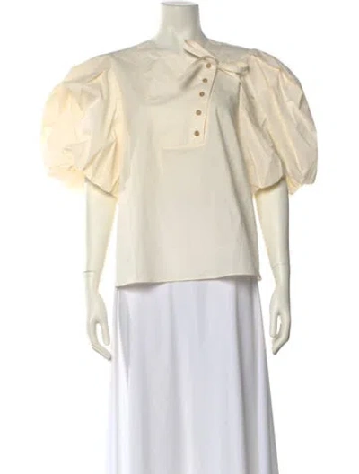 Pre-owned Ulla Johnson V-neck Three-quarter Sleeve Blouse In Neutral