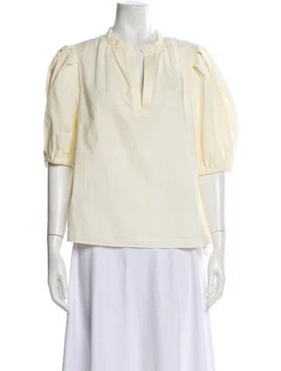 Pre-owned Ulla Johnson V-neck Three-quarter Sleeve Blouse In Neutral