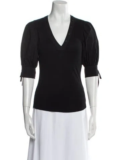 Pre-owned Ulla Johnson V-neck Three-quarter Sleeve Top In Black