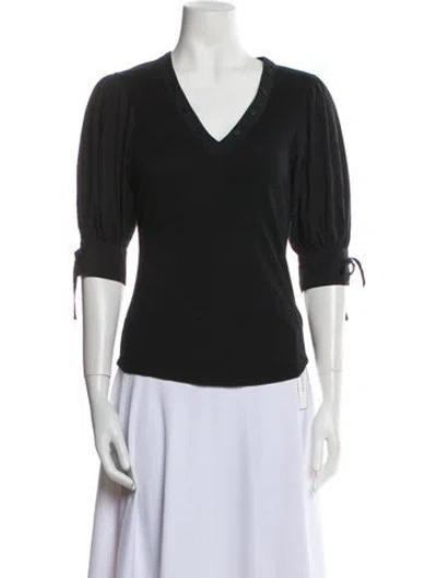 Pre-owned Ulla Johnson V-neck Three-quarter Sleeve T-shirt In Multi